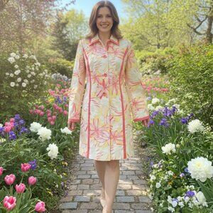 NWT Peck & Peck Floral Trench Coat Size 6